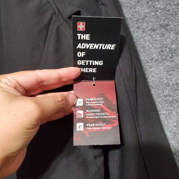 NEW Swiss Tech Softshell Jacket Mens Large Rich Black Full Zip Water Resistant - Picture 6 of 11